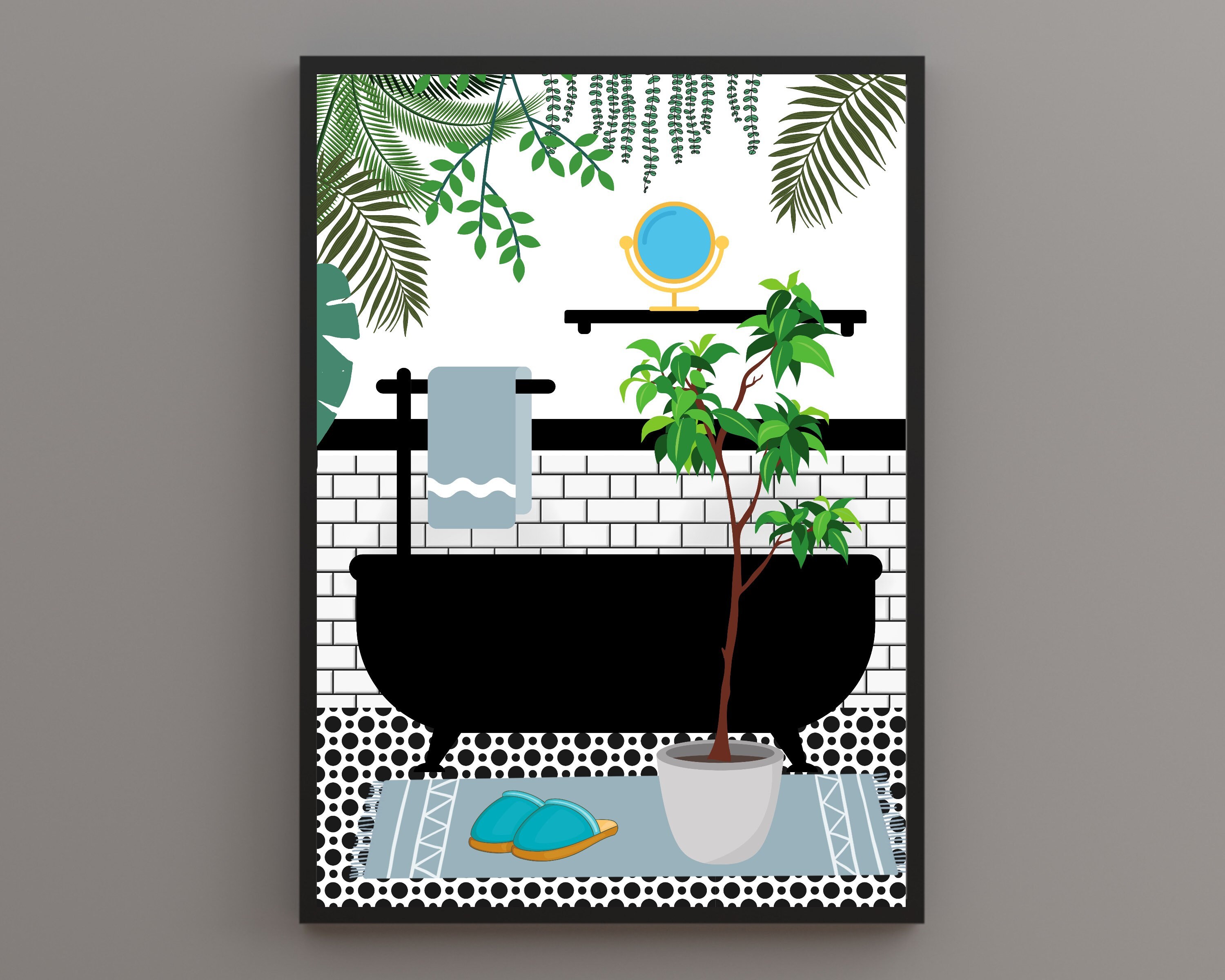 Blue Bathroom Prints Blue Bathroom Botanical House Plants - Etsy