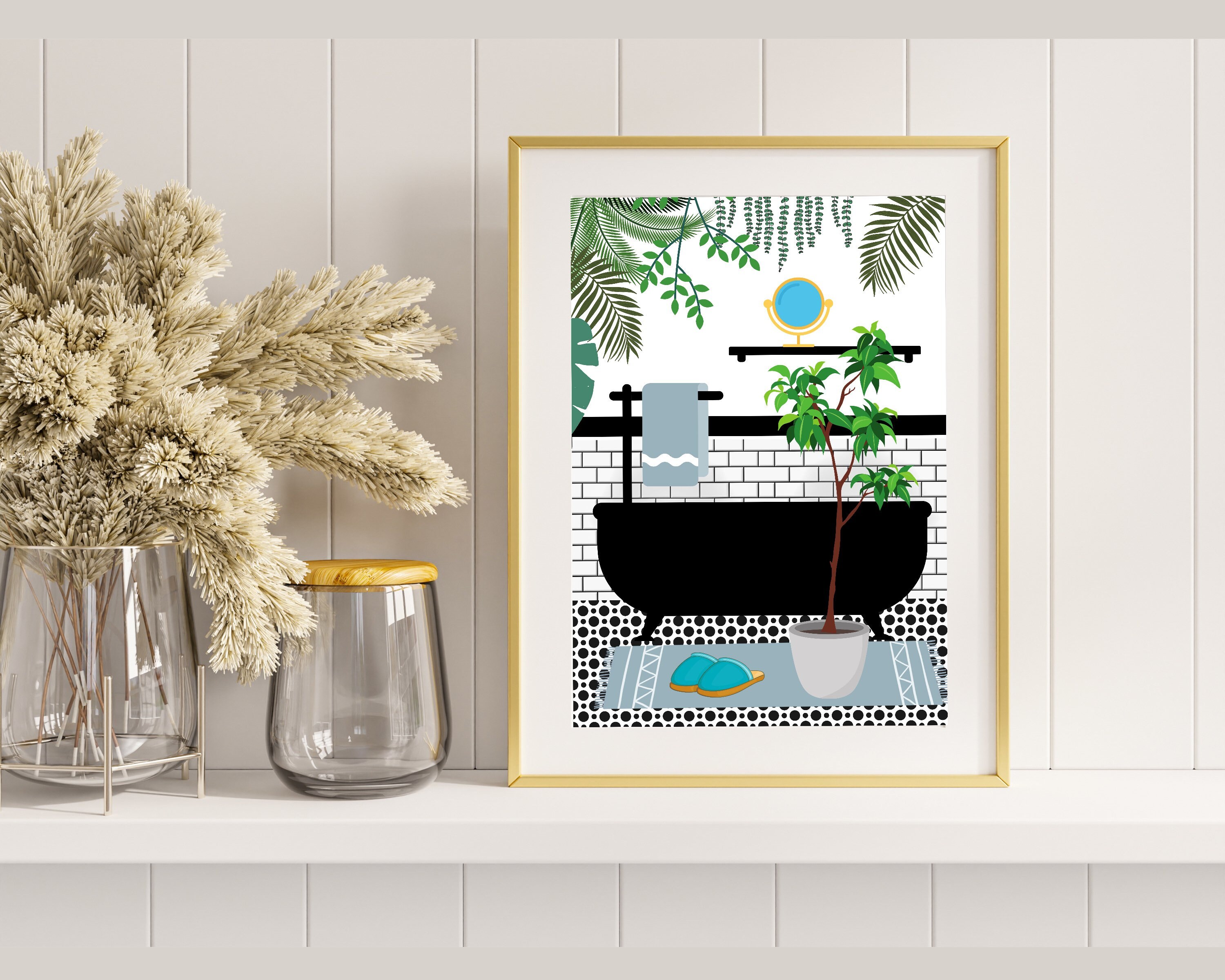 Blue Bathroom Prints Blue Bathroom Botanical House Plants - Etsy