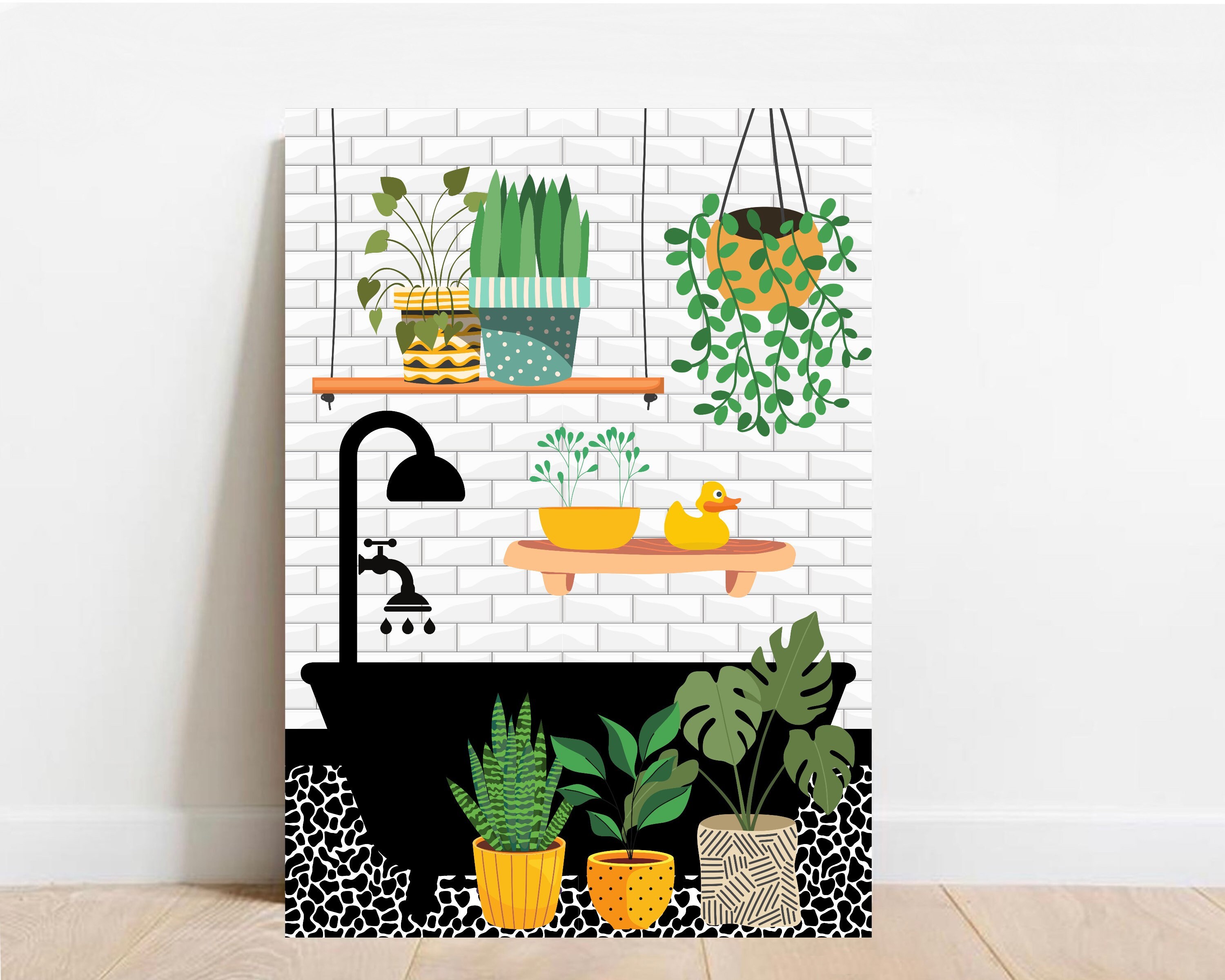 Digital Prints A5 A3 Bathroom Plant Prints A6 Grey Bathroom Botanical ...