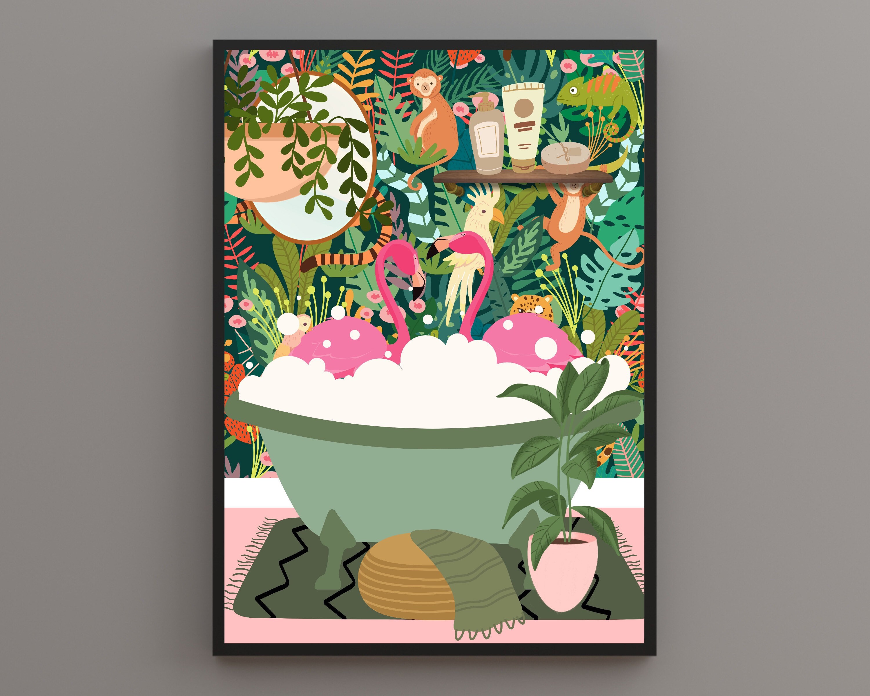 Set of Two Safari Bathroom Prints. One Zebra in the Bath and Etsy UK