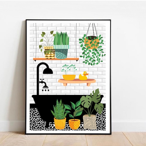 Yellow Bathroom Prints Bathroom Art Botanical Prints House Etsy Ireland