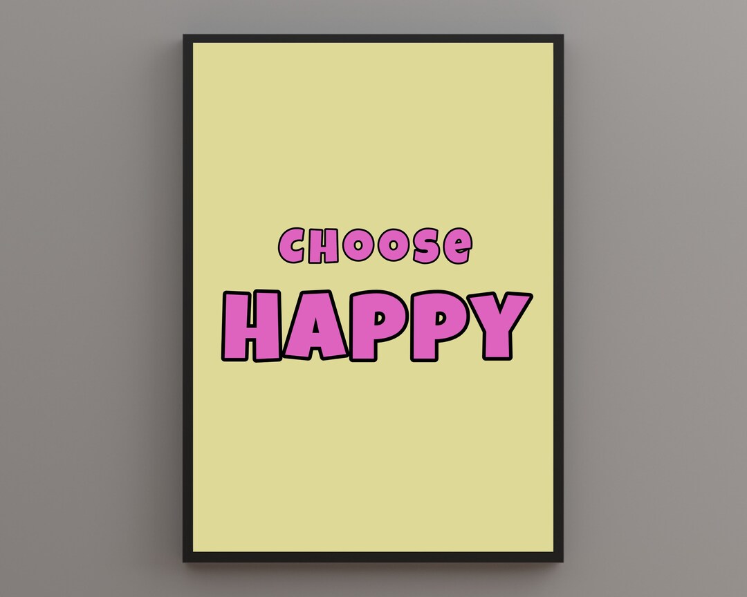 Choose Happy Print, Quote Print, Retro Print, Boho Quote, Boho Wall Art ...