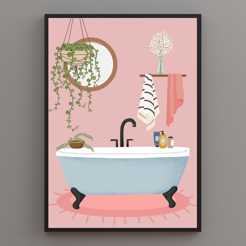 Pink Bathroom Art - Etsy