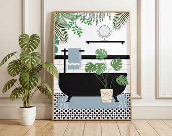 Blue Bathroom Wall Art: Translucent Flower Prints, Set of 3 - Etsy