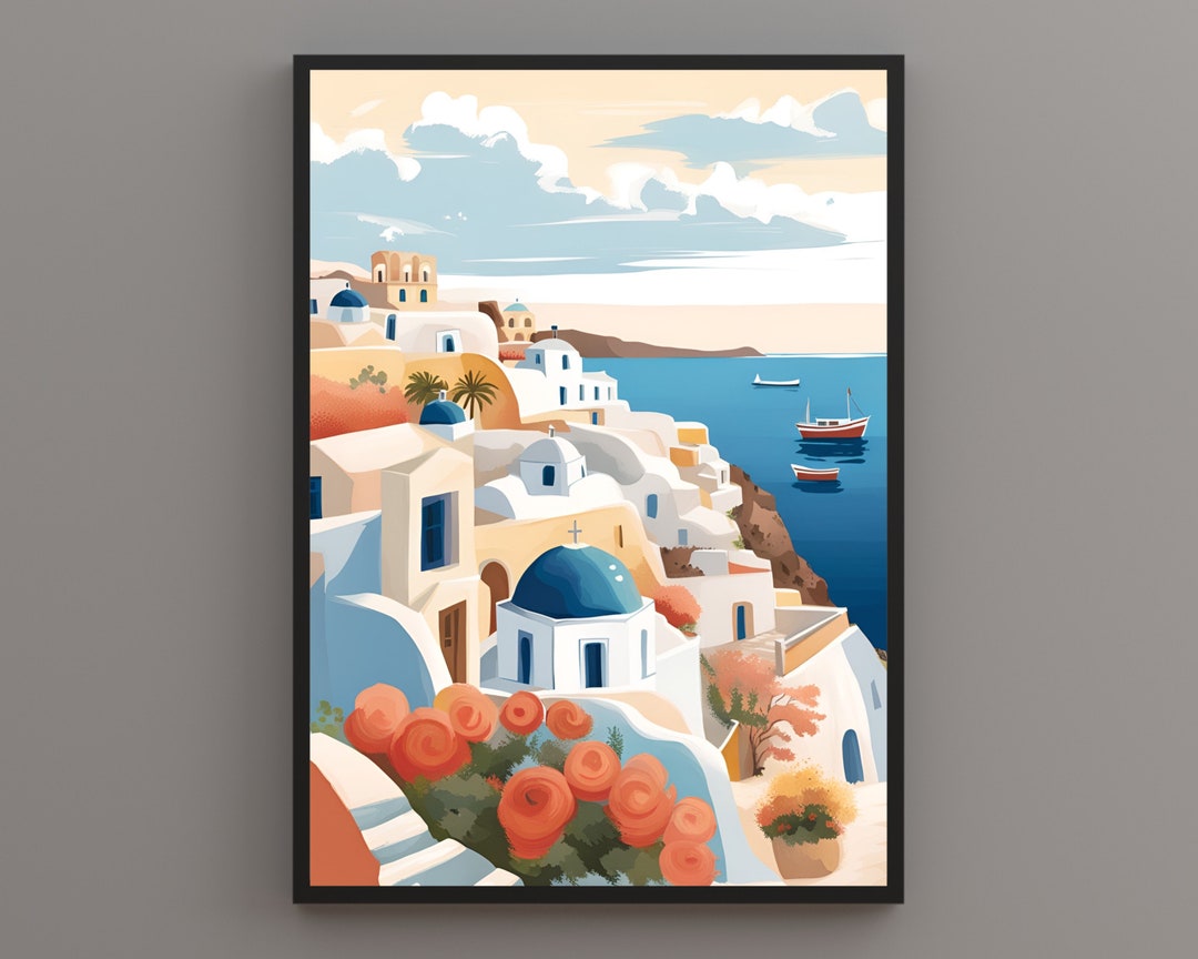 Sac Fourre-Tout Santorini Grèce – Toile Imperméable, Citation Inspirante, Idéal Voyage & Cadeau Vacances