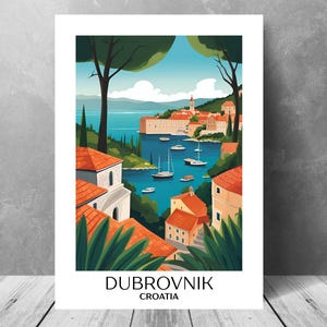 Dubrovnik Croatia Travel Print: Colourful Coastal Art