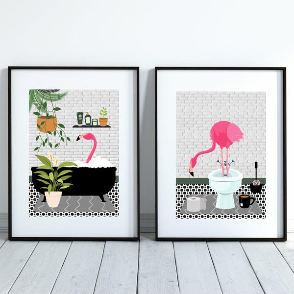 Flamingo Bathroom - Etsy