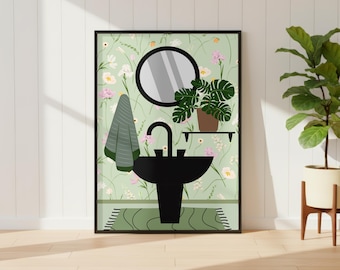 FCCUYE 3Pcs Green Botanical Bathroom Poster Wall Art Sage Green Leaves Wall Canvas Decor Pictures Flowers Watercolor Paintings Prints Artwork Home Ba