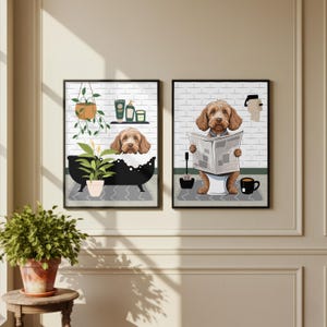Cockapoo Dog Bathroom Prints – Funny Pet Portrait Bathroom Wall Art