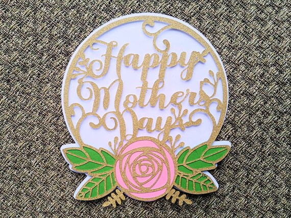 png Mother Day svg jpg SVG Happy Mothers Day Cake Topper Cricut Template svg Layered Cut File pdf ai Sillouette Cameo Butterfly svg