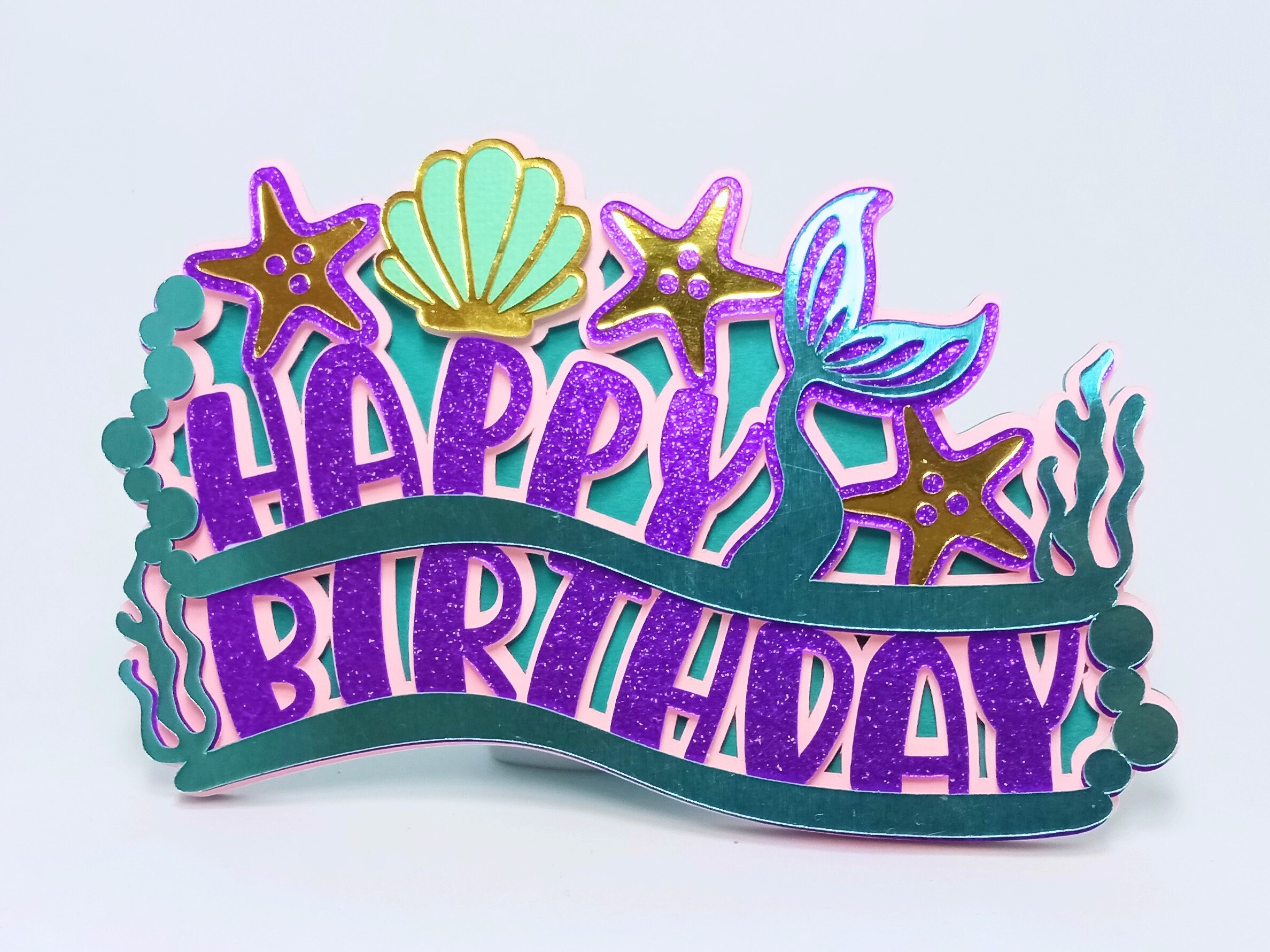 SVG Mermaid Cake Topper Cricut svg Templates Layered Cut File Etsy España