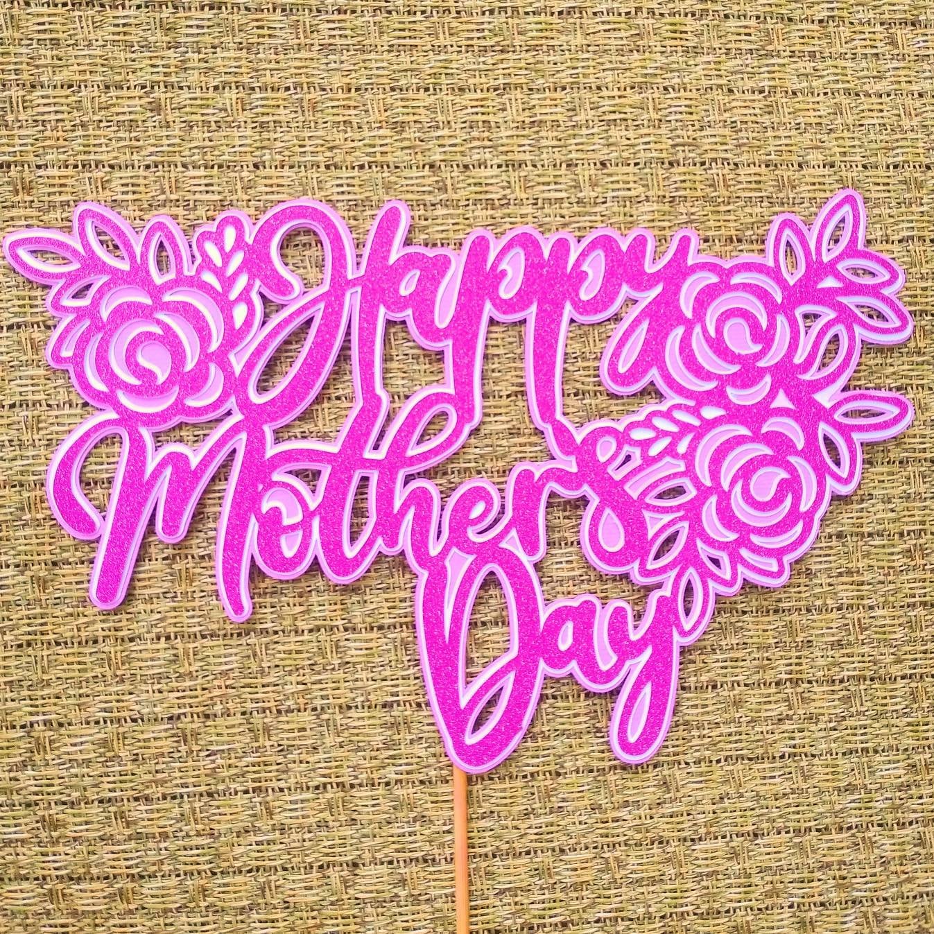 Happy Mothers Day Cake Topper svg Cricut Template svg | Etsy