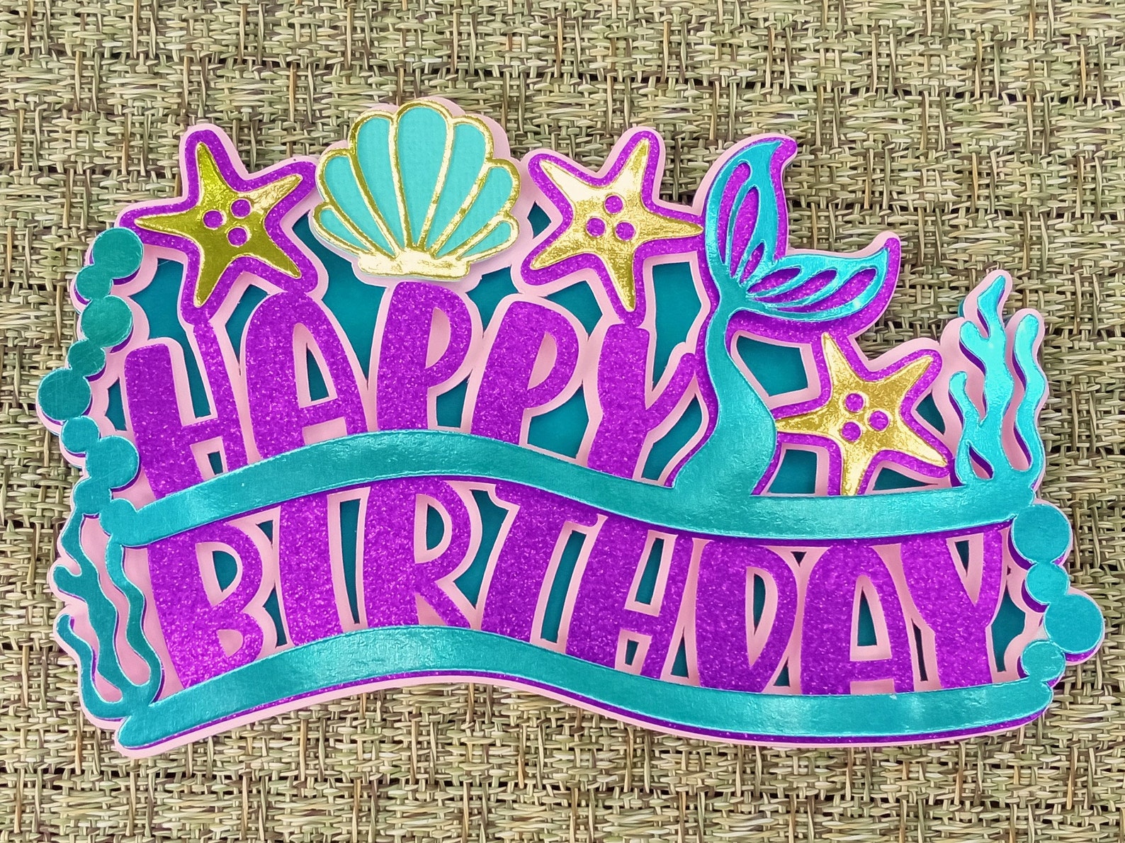 SVG Mermaid Cake Topper Cricut svg Templates Layered Cut File | Etsy