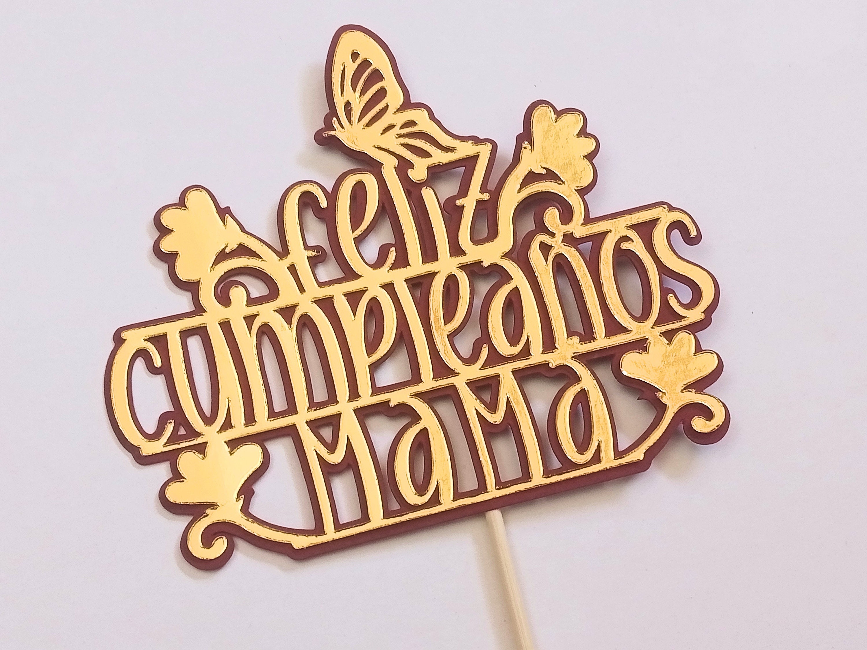 Feliz Cumpleaños Banner Feliz Cumplea??os Mama Cake Topper - Rose Gold Glitter Mom Birthday Party Decorations Spanish Mother's Day Cake Topper
