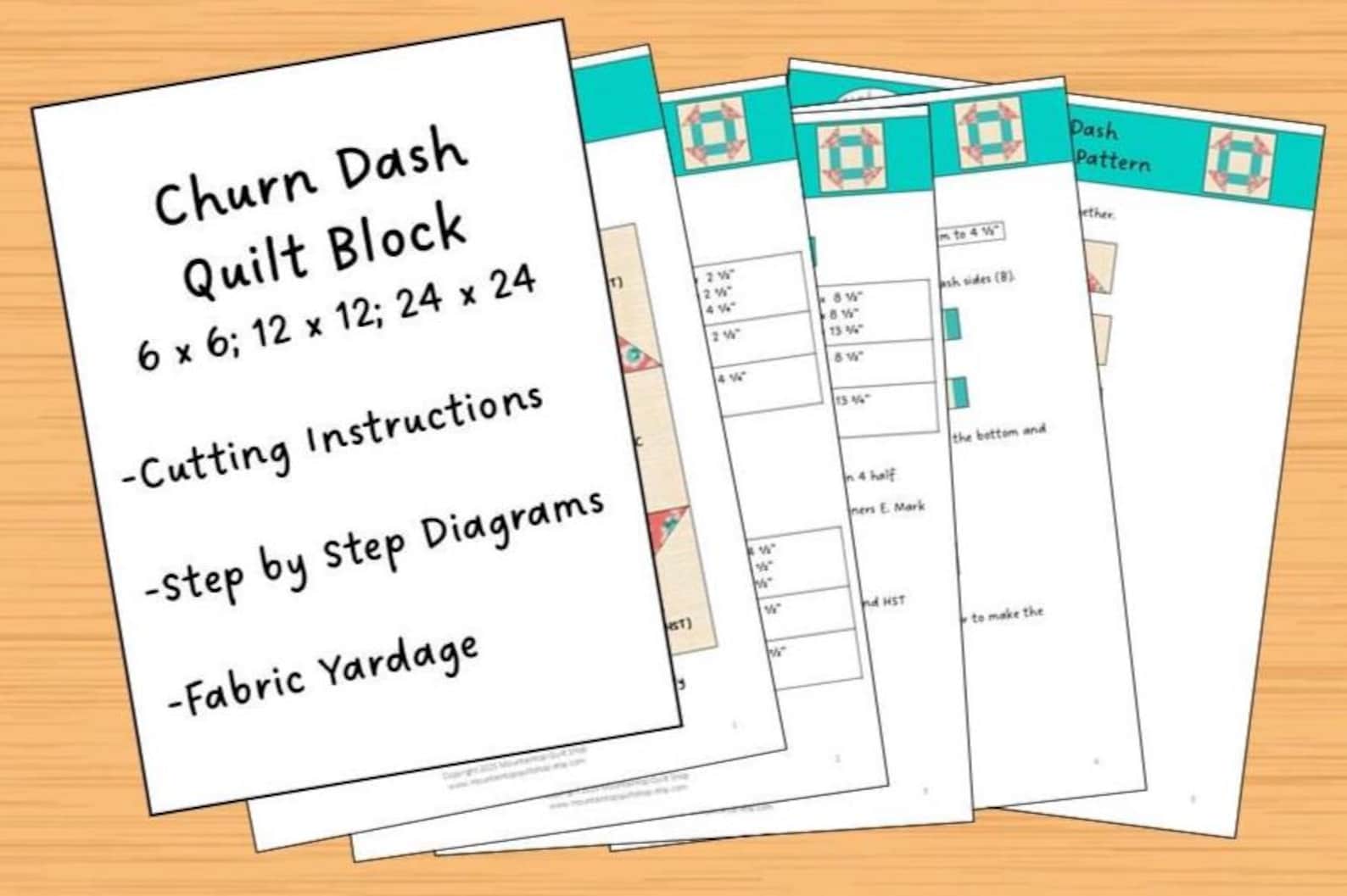 Churn Dash Quilt Block Pattern PDF 3 Sizes - Etsy