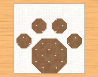 Paw Print Quilt Block Pattern PDF 3 Sizes