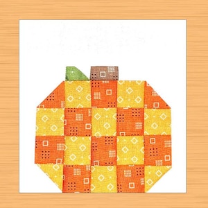 Patch Pumpkin Quilt Block Pattern PDF 3 Sizes