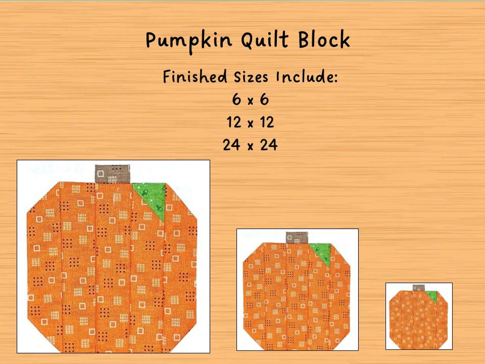 Pumpkin Quilt Block Pattern PDF 3 Sizes - Etsy