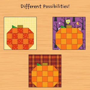 Patchwork Pumpkin Quilt Block Pattern PDF 3 Sizes - Etsy