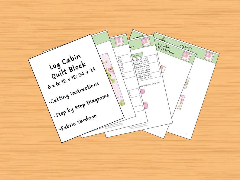 Log Cabin Quilt Block Pattern PDF 3 Sizes - Etsy