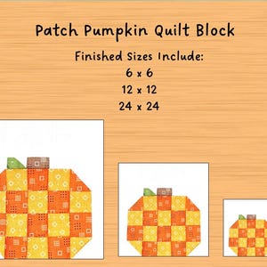 Patchwork Pumpkin Quilt Block Pattern PDF 3 Sizes - Etsy