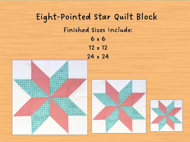 Eight-pointed Star Quilt Block Pattern PDF 3 Sizes - Etsy