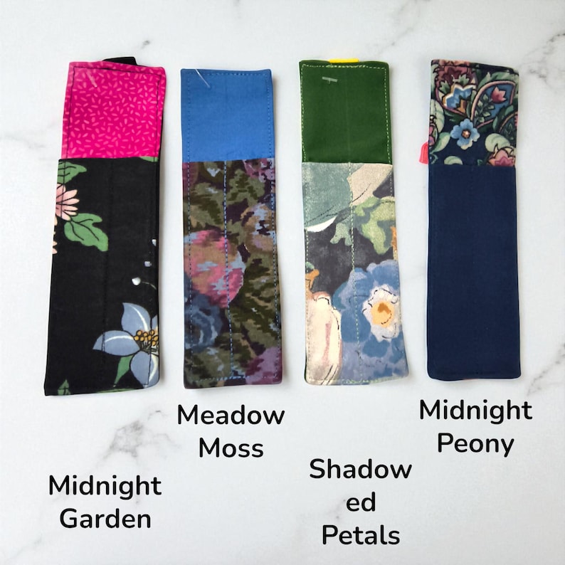 Fabric Pen Holder Bookmark – Handmade Notebook Strap With Flap – Holds ...