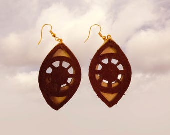 Handcrafted Artisan Leather Cutout Earrings – Rustic Elegance in Bloom Earrings