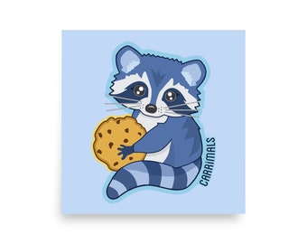Cute Raccoon with Cookie Poster