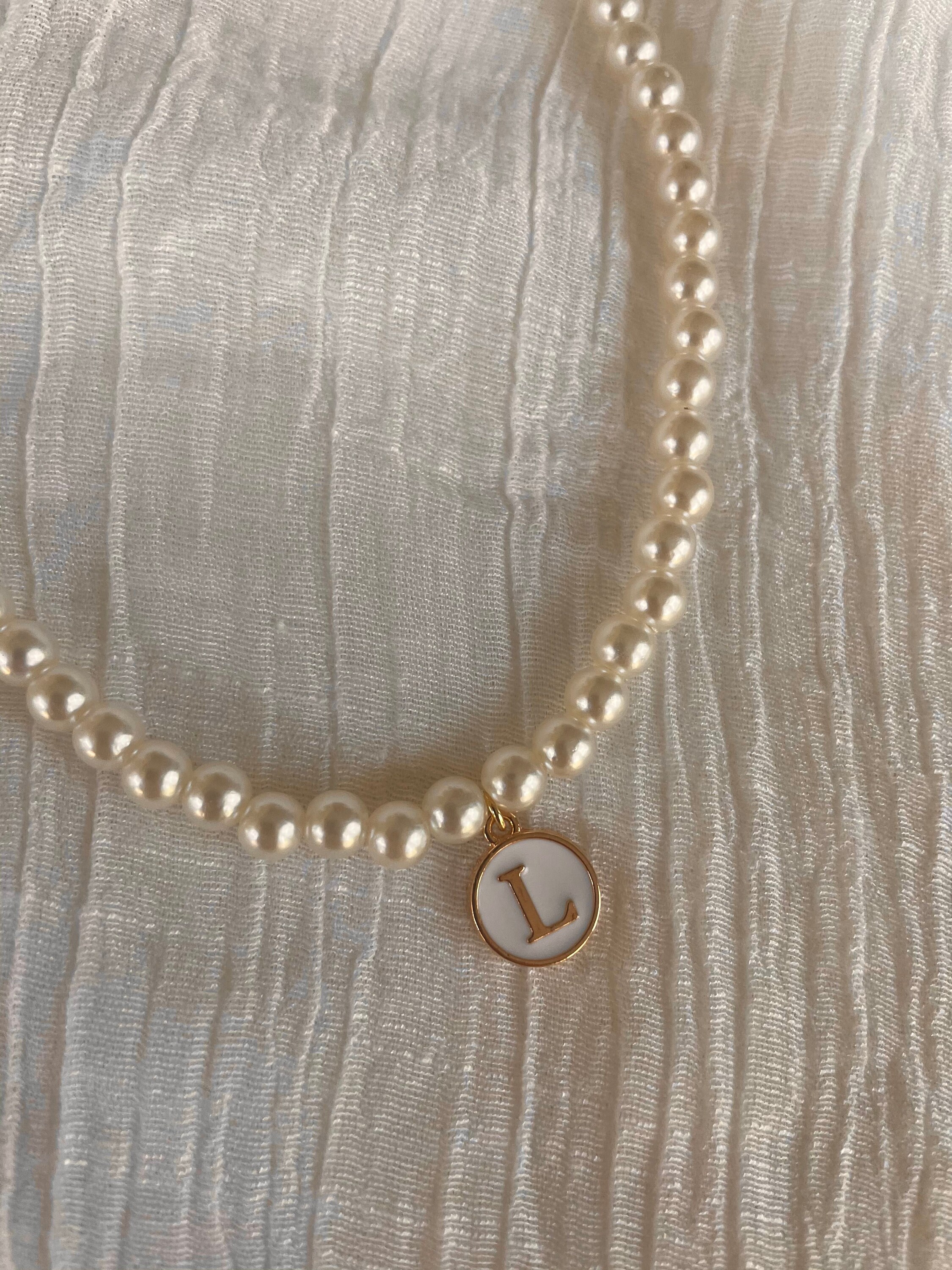 pearl initial necklace