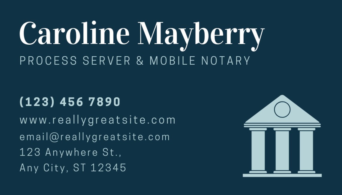 Process Server Business Card Classy Custom Digital Design Etsy