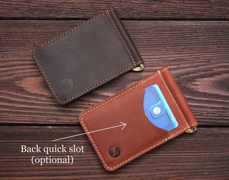 Leather money clip wallet Personalized, Groomsmen gift image 4