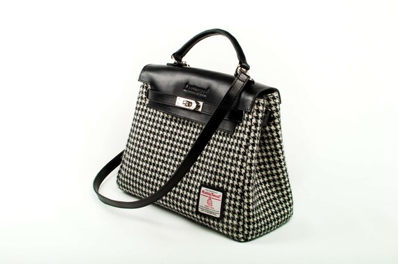 harris tweed and leather handbags