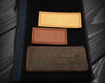 PERSONALIZED leather PATCH, VELCRO name patch