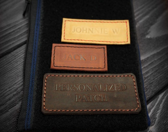 PERSONALIZED Leather PATCH, VELCRO Name Patch 