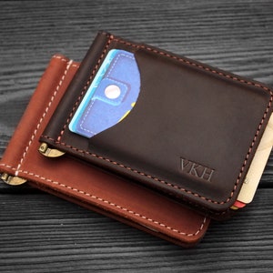 Leather money clip wallet Personalized, Groomsmen gift
