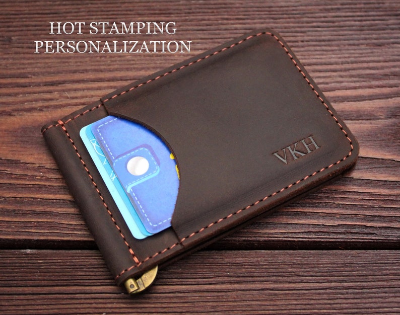 Leather money clip wallet Personalized, Groomsmen gift image 2