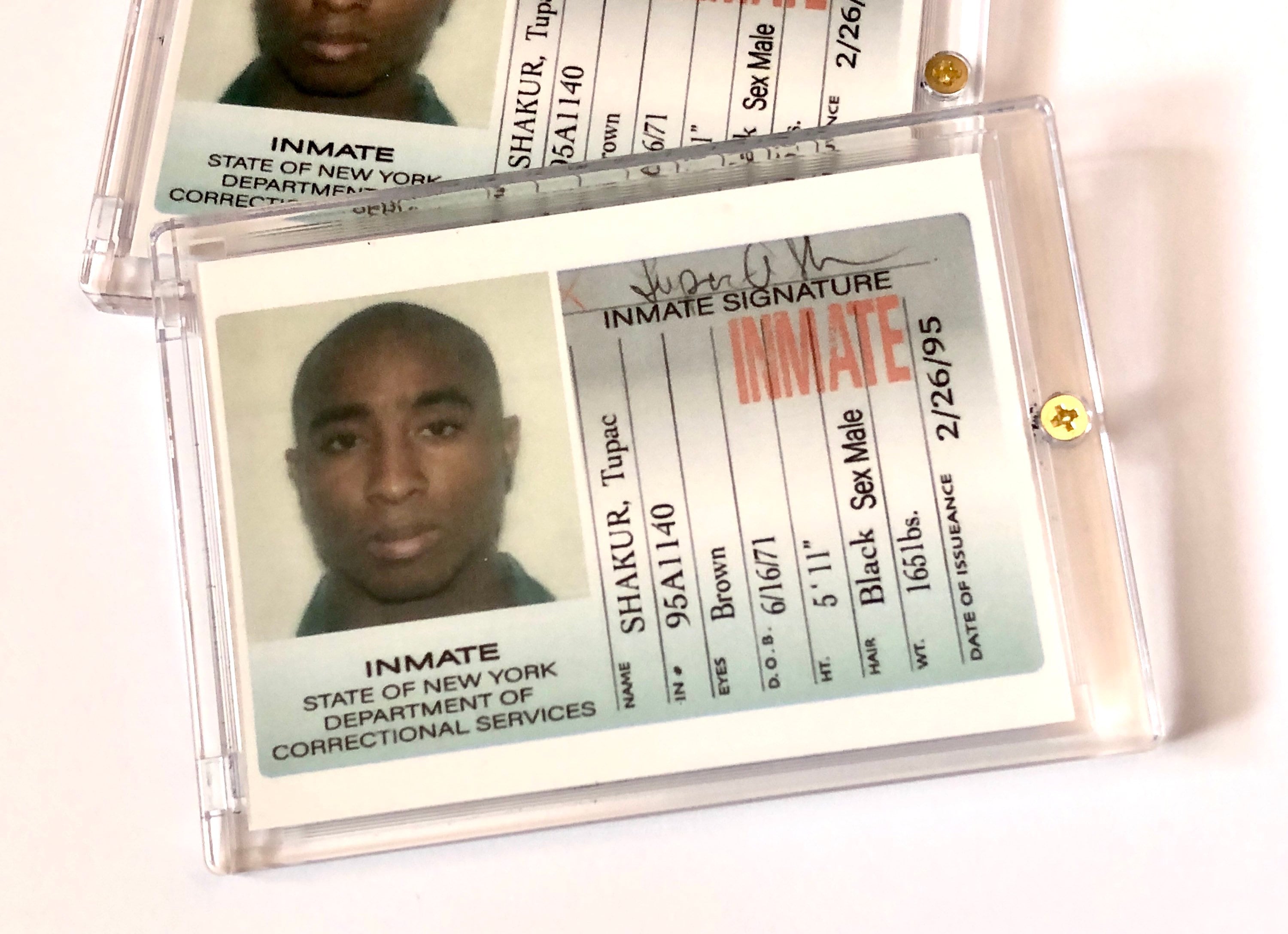 Tupac Shakur 2Pac Inmate Identification Card In Collectors Etsy