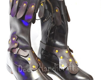 Pure Leather Shoe Mens Boot Costume Boot Medieval Style Long Shoes Black Color