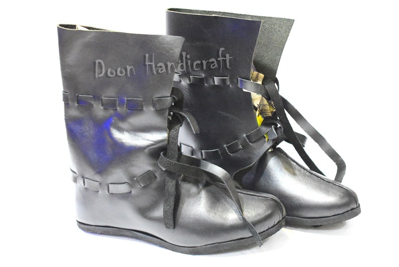 Black real leather boots Dark cattle leather Medieval style Festival shoes by Wild Good Spring Ethnic Larp shoes barefoot shoes