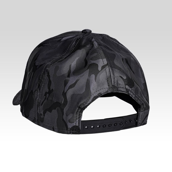 Fishing Cap. Nice Gift for Fishermen. Fishing Hat with Fish Logo. Black Camouflage Fishing Hats - Rainman Shadow.