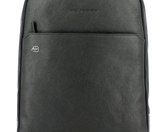 Piquadro - Backpack in leather with computer holder 14.1" and Ipad Pro Black Square