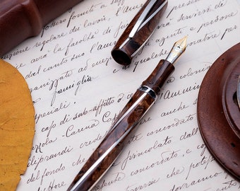 Visconti – Divine Proportion Brown and Silver Celluloid LE 1618 - Fountain Pen