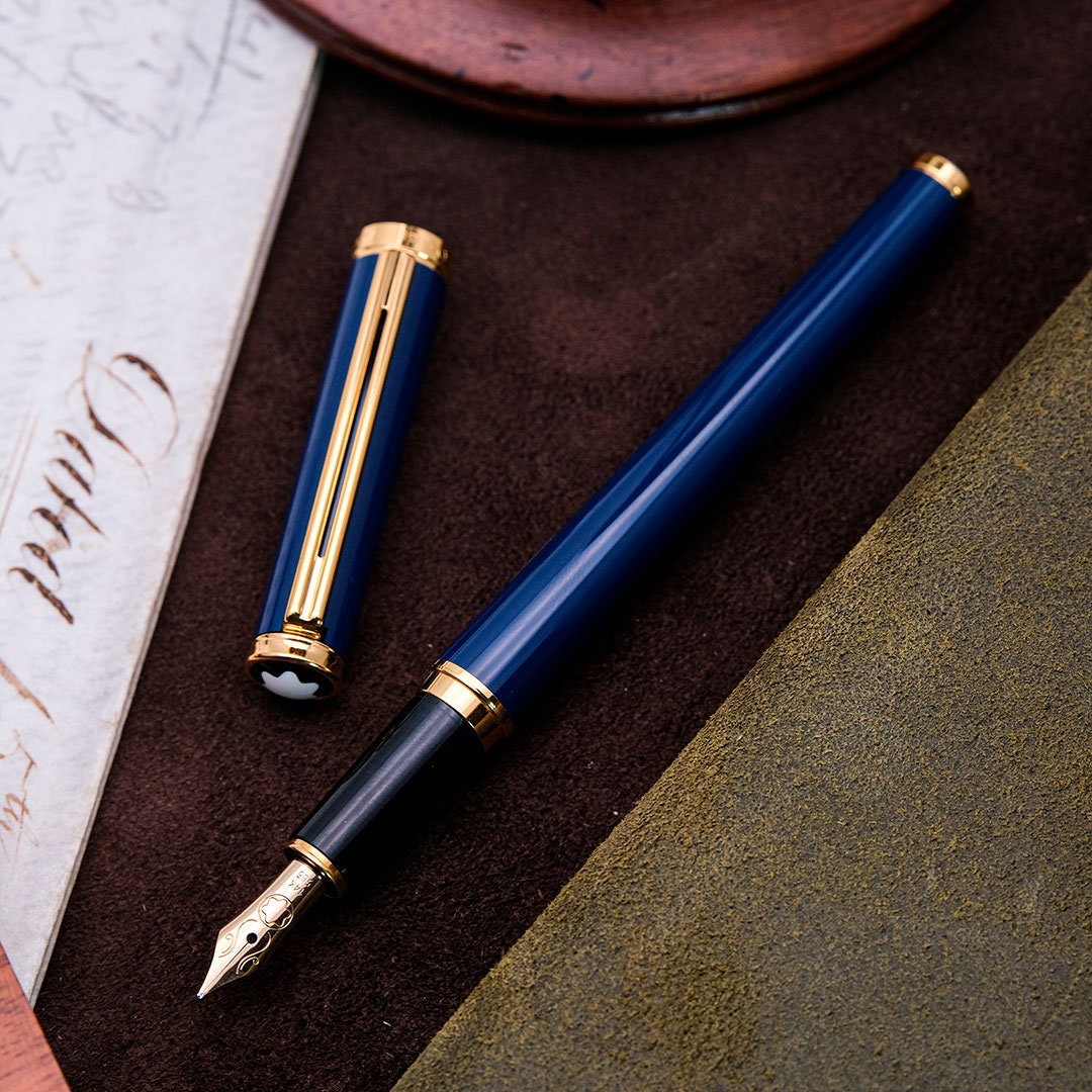 Montblanc Noblesse Blue Gold Finish Fountain Pen Etsy