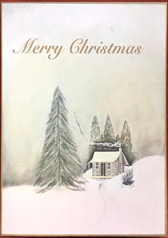 Little Cabin In The Woods Christmas Card 8pcs Etsy