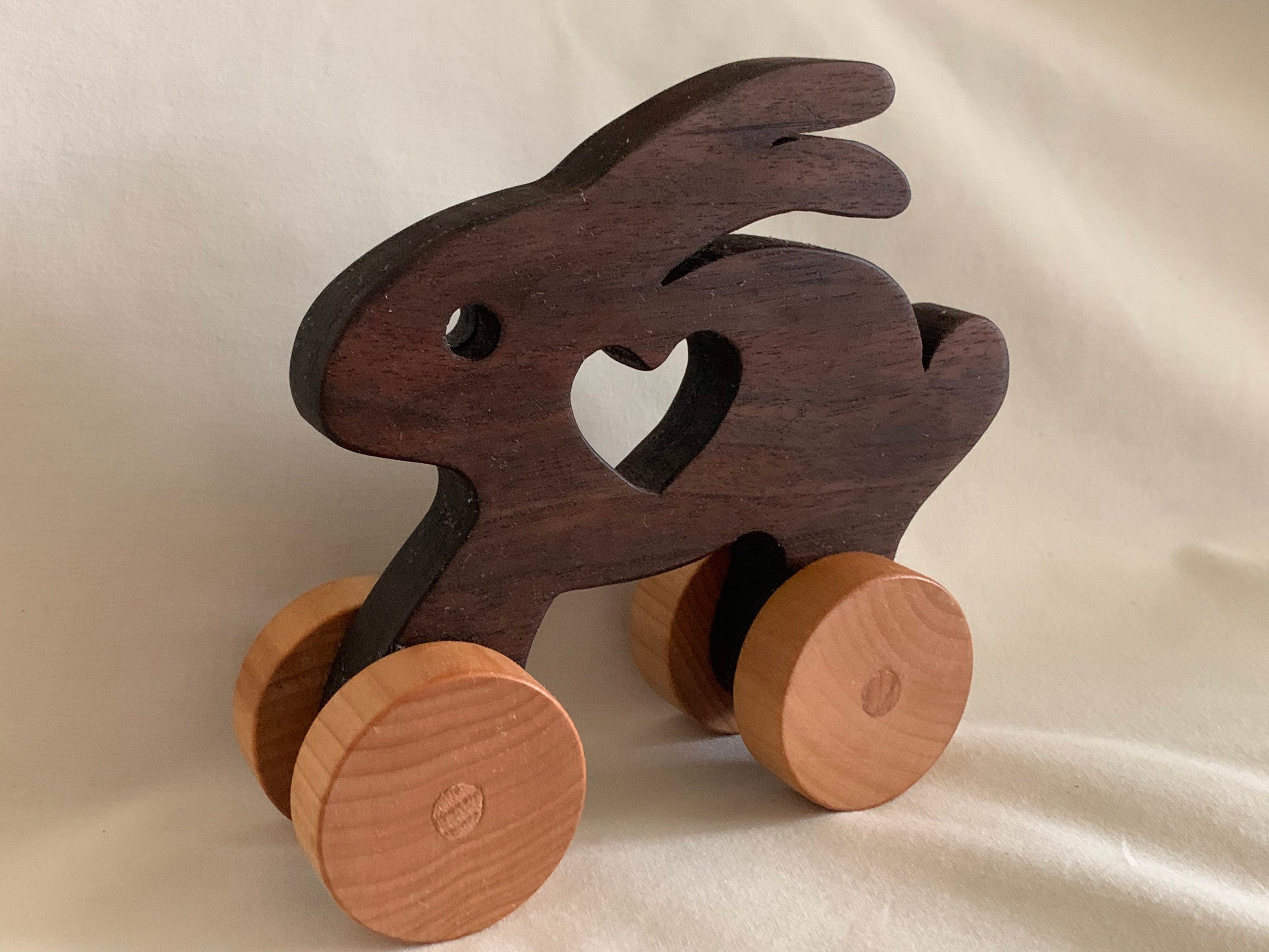 Wood Rabbit Push Toy Etsy
