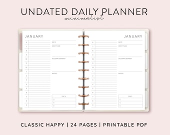 Happyplanner Undated Daily Planner Printable Inserts Classic HP insert Daily Planner classic happy planner inserts Discbound