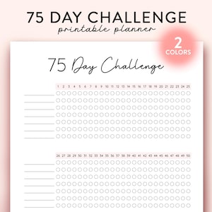 75 Day Challenge Printable, Daily 75 Day Challenge journal, 75 Soft Challenge Tracker, Health and Fitness Goals, Habit Tracker, Diet Tracker