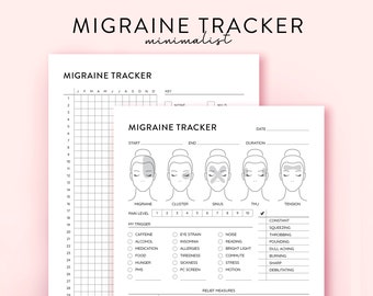 Migraine Tracker Printable, Headache template, Migraine Track Headache Symptom Tracker, Migraine journal, Headache Log, Headache tracker