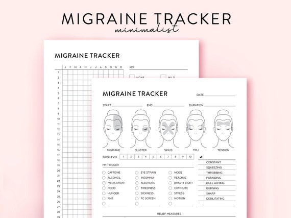 Migraine Tracker Printable, Headache template, Migraine Track Headache Symptom Tracker, Migraine journal, Headache Log, Headache tracker